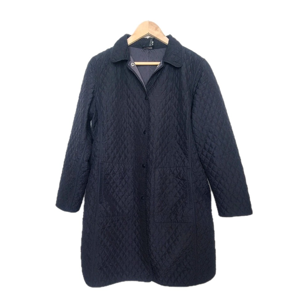 Hilary‎ Radley Black Lightweight Quilted Button Up Jacket Coat L